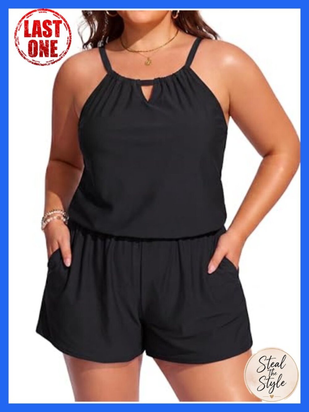 Plus Size Swim Romper Modest One Piece Full Coverage Boyleg with Pockets 2026